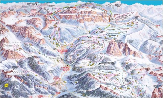 pisteplan Carezza Karersee Dolomiti Superski Rosengarten passo di Costalunga